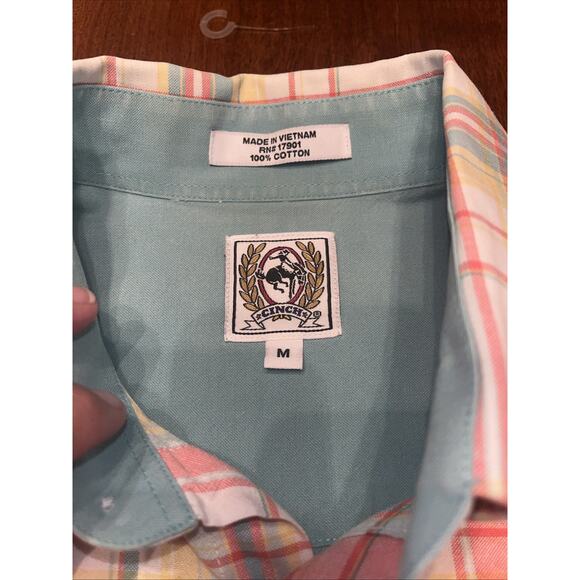Cinch Men’s Western, Short Sleeve Size, M Button Up Shirt, Peach Plaid NOTE - Picture 3 of 6
